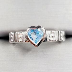 Blue Topaz Silver Heart Ring